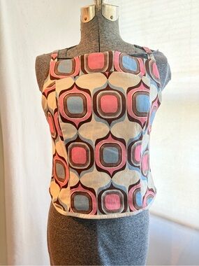 Vtg Mango 70s vibes Jane geo print fitted top